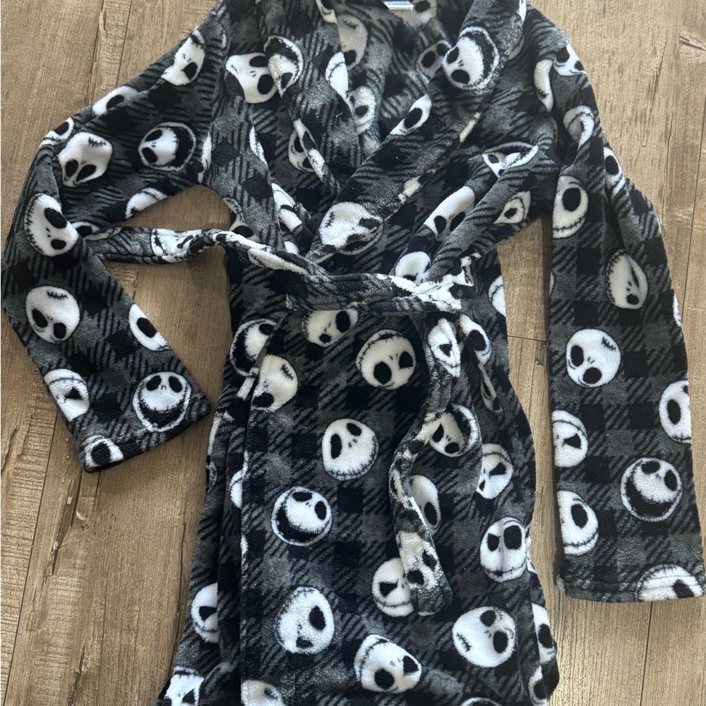 Disney Black and White Nightmare Before Christmas Robe Sz L boys 12/14 kids